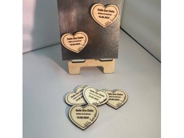 10x Holzherz "Save the Date"